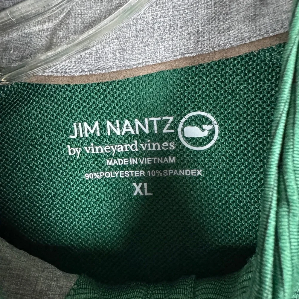 Vineyard Vines Jim Nantz Mens XL Green Micro Stripe Quarter Zip Pullover Sweater